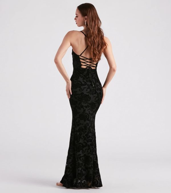 Eloise Formal Velvet Lace-Up Mermaid Dress - Image 2
