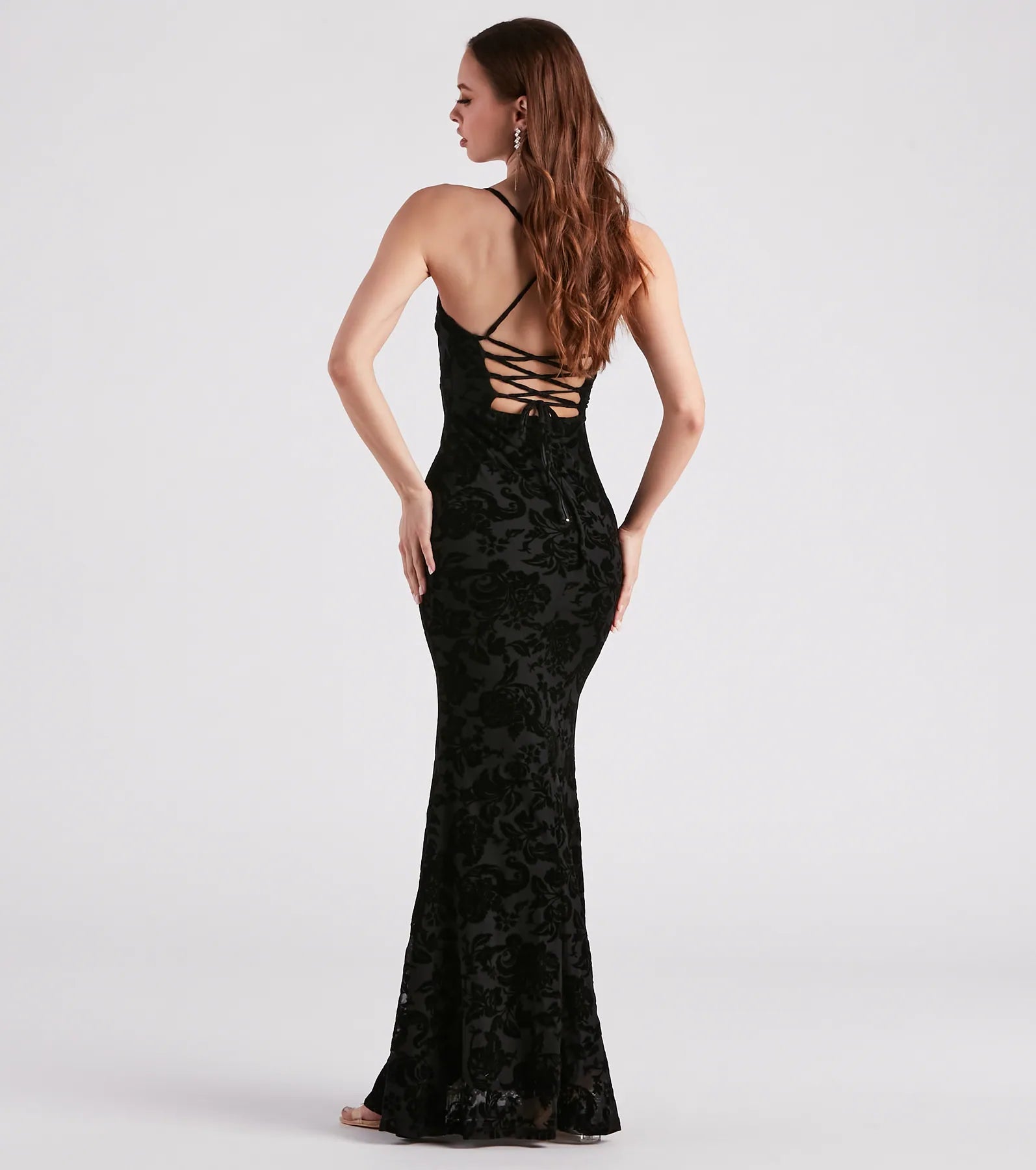 Eloise Formal Velvet Lace-Up Mermaid Dress - Image 2