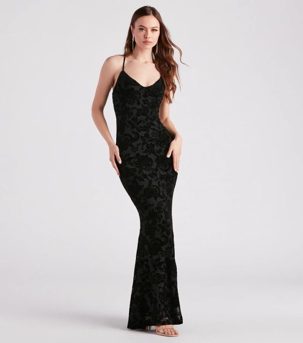 Eloise Formal Velvet Lace-Up Mermaid Dress - Image 3