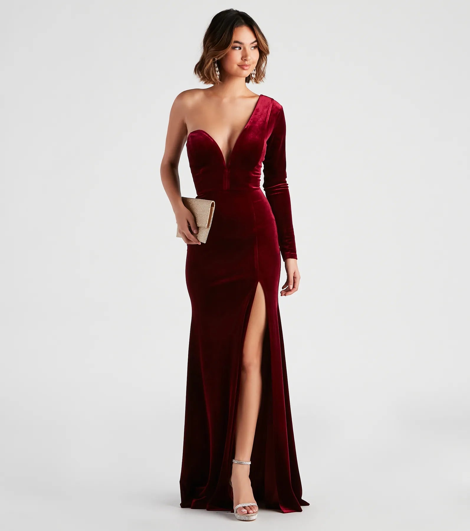 Cheyenne Formal One-Shoulder Velvet Dress - Image 9