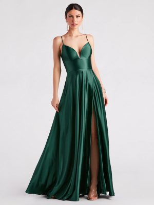 Anya Satin Sleeveless A-line Formal Dress