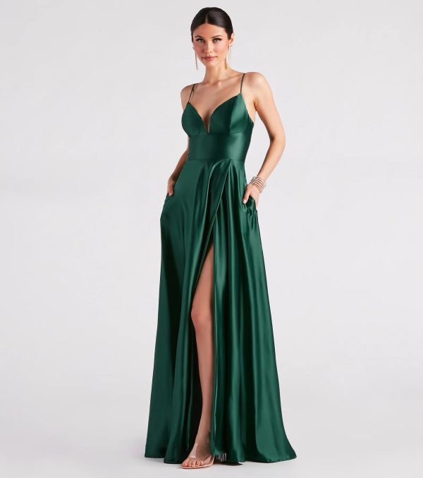 Anya Satin Sleeveless A-line Formal Dress - Image 3