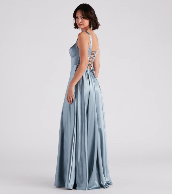 Angelica Formal Satin A-Line Gown - Image 2