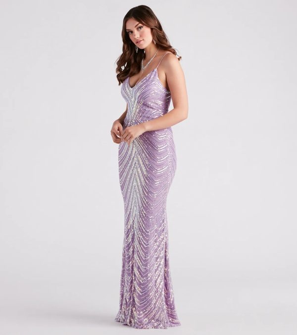 Mazie Formal Sequin V-Neck Mermaid Dress - Image 3