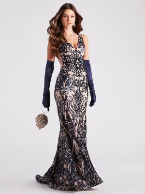 Mariah Formal Sequin Mesh Mermaid Dress
