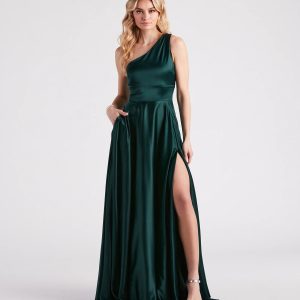 Katherine One-Shoulder Satin Formal Dress
