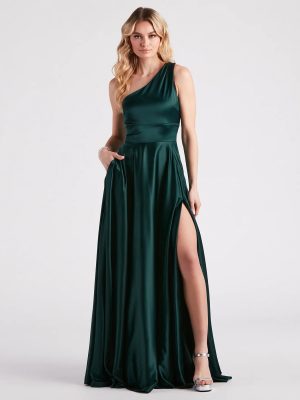 Katherine One-Shoulder Satin Formal Dress