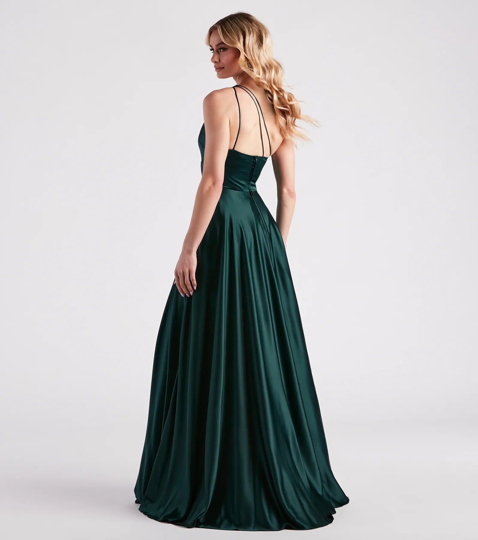 Katherine One-Shoulder Satin Formal Dress - Image 2
