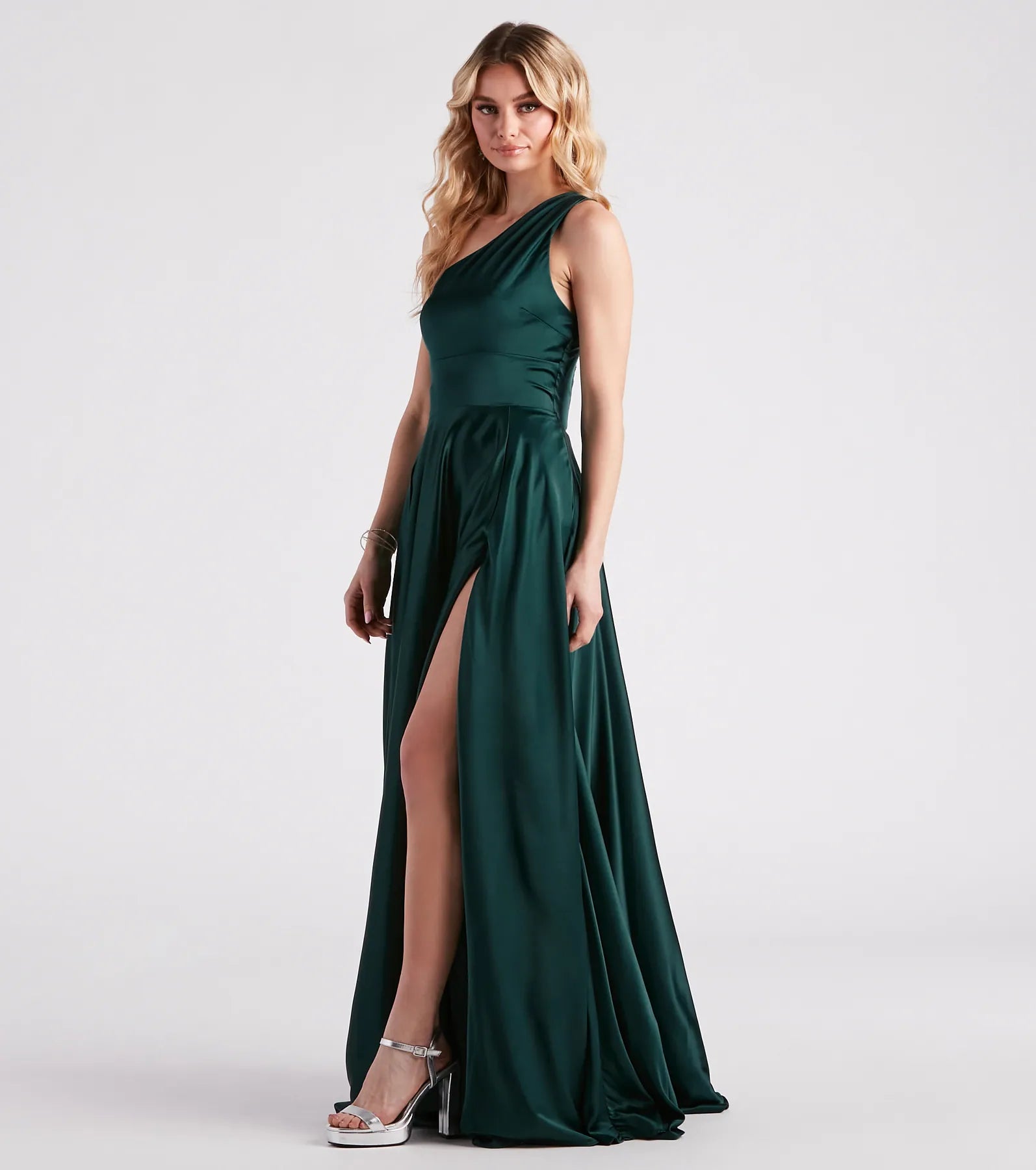 Katherine One-Shoulder Satin Formal Dress - Image 3