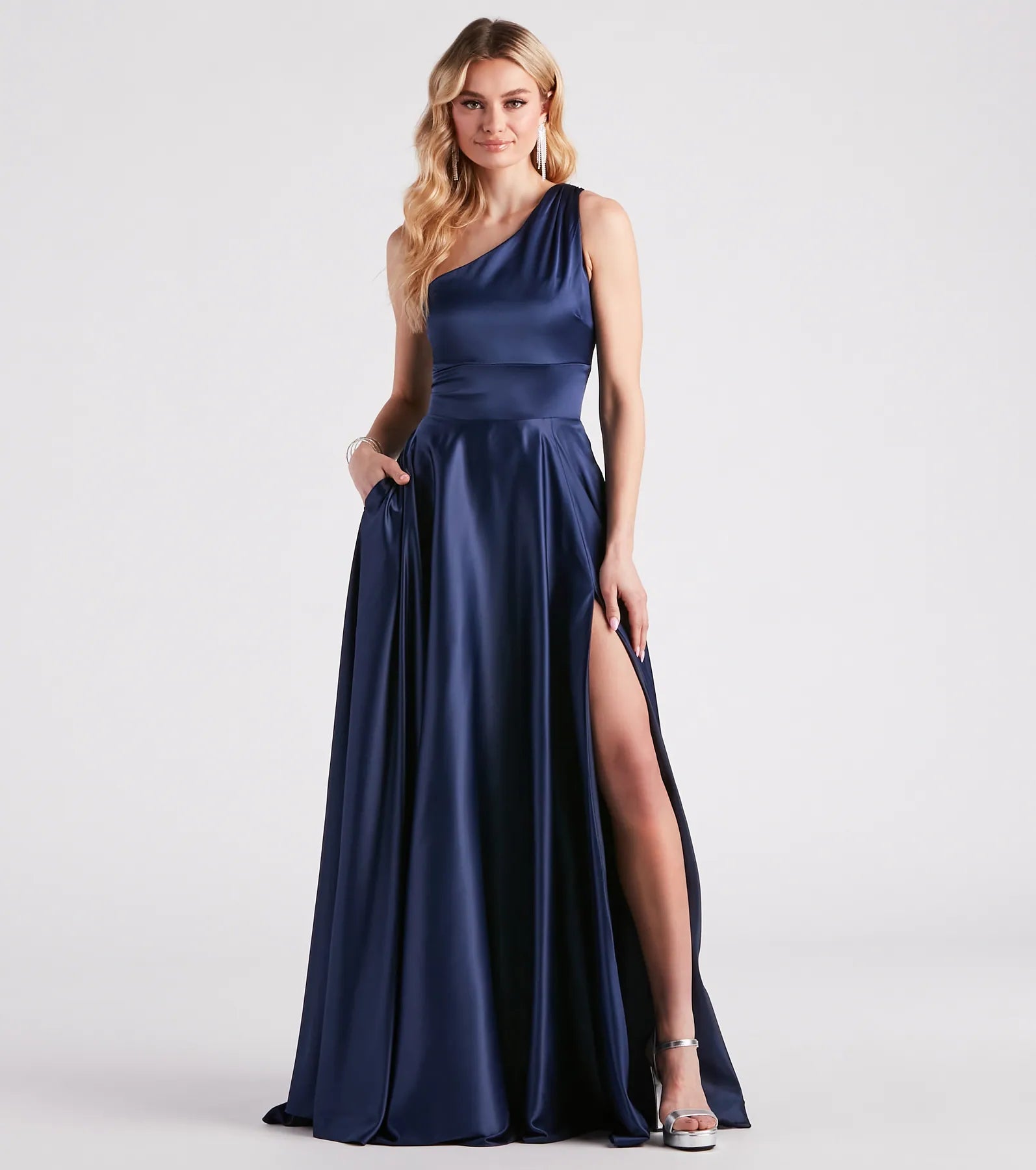 Katherine One-Shoulder Satin Formal Dress - Image 5