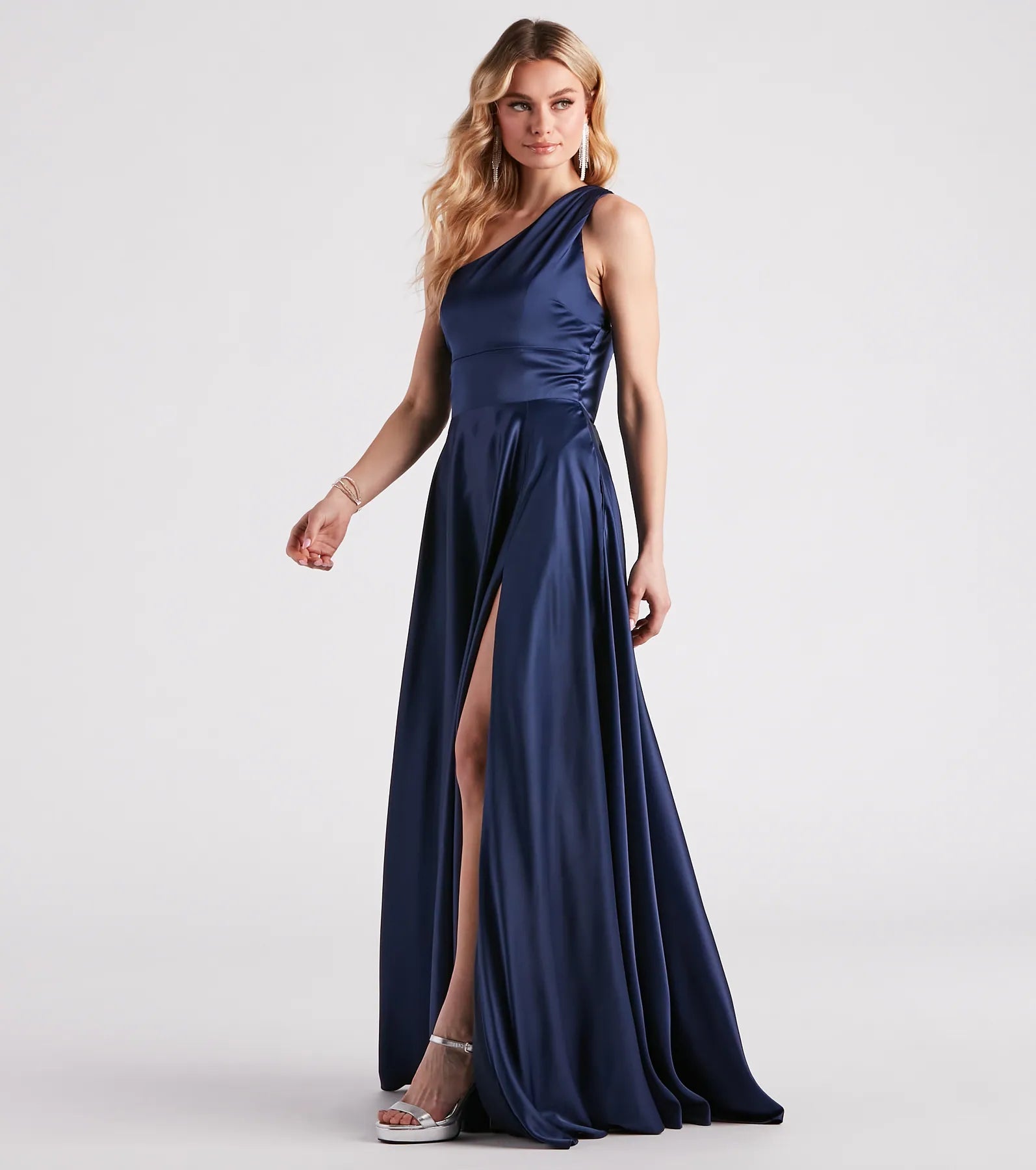 Katherine One-Shoulder Satin Formal Dress - Image 7