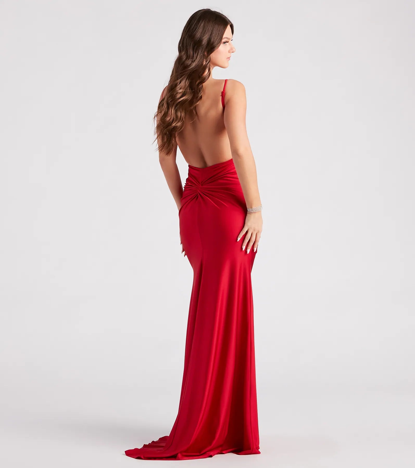 Reagan Formal Satin Low Back Mermaid Dress - Image 12