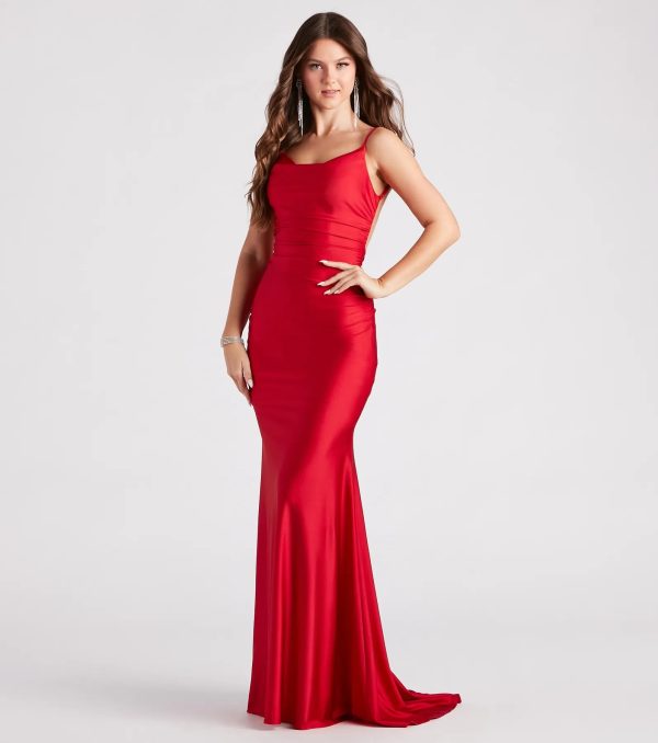 Reagan Formal Satin Low Back Mermaid Dress - Image 13
