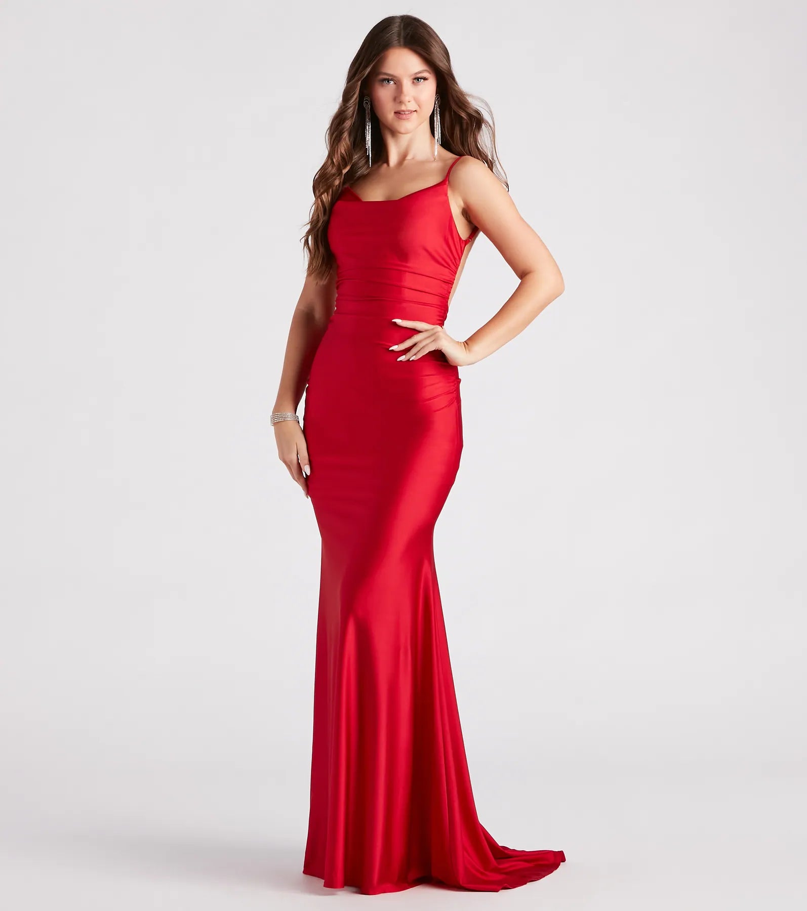 Reagan Formal Satin Low Back Mermaid Dress - Image 13