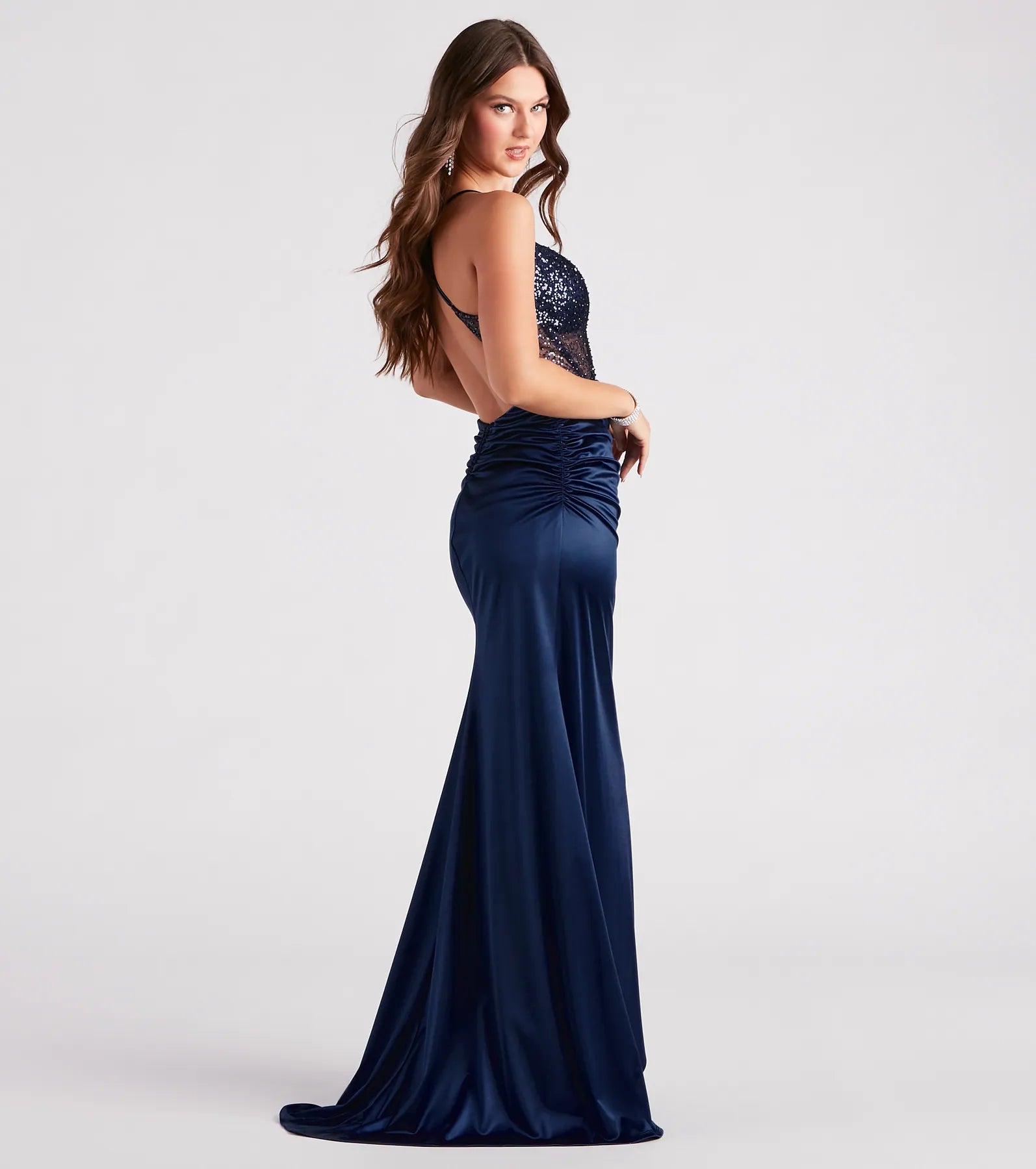 Carrie Formal Satin Sequin Corset Dress - Image 2