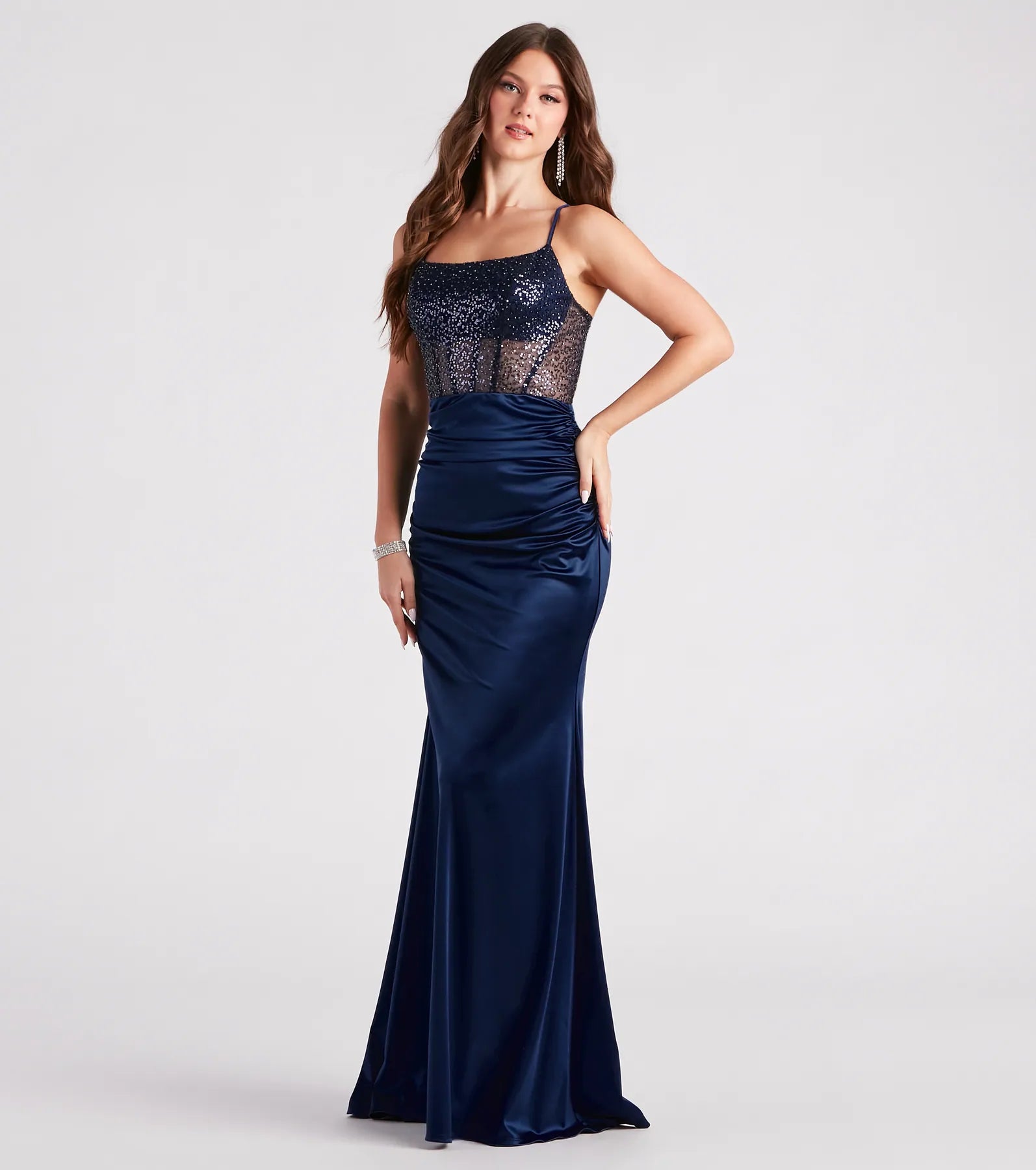 Carrie Formal Satin Sequin Corset Dress - Image 3