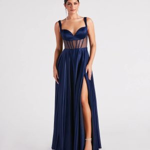 Katheryn Formal Satin Corset A-Line Dress