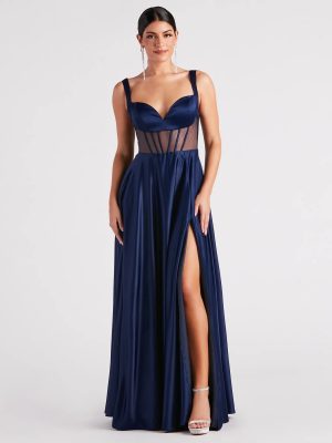 Katheryn Formal Satin Corset A-Line Dress