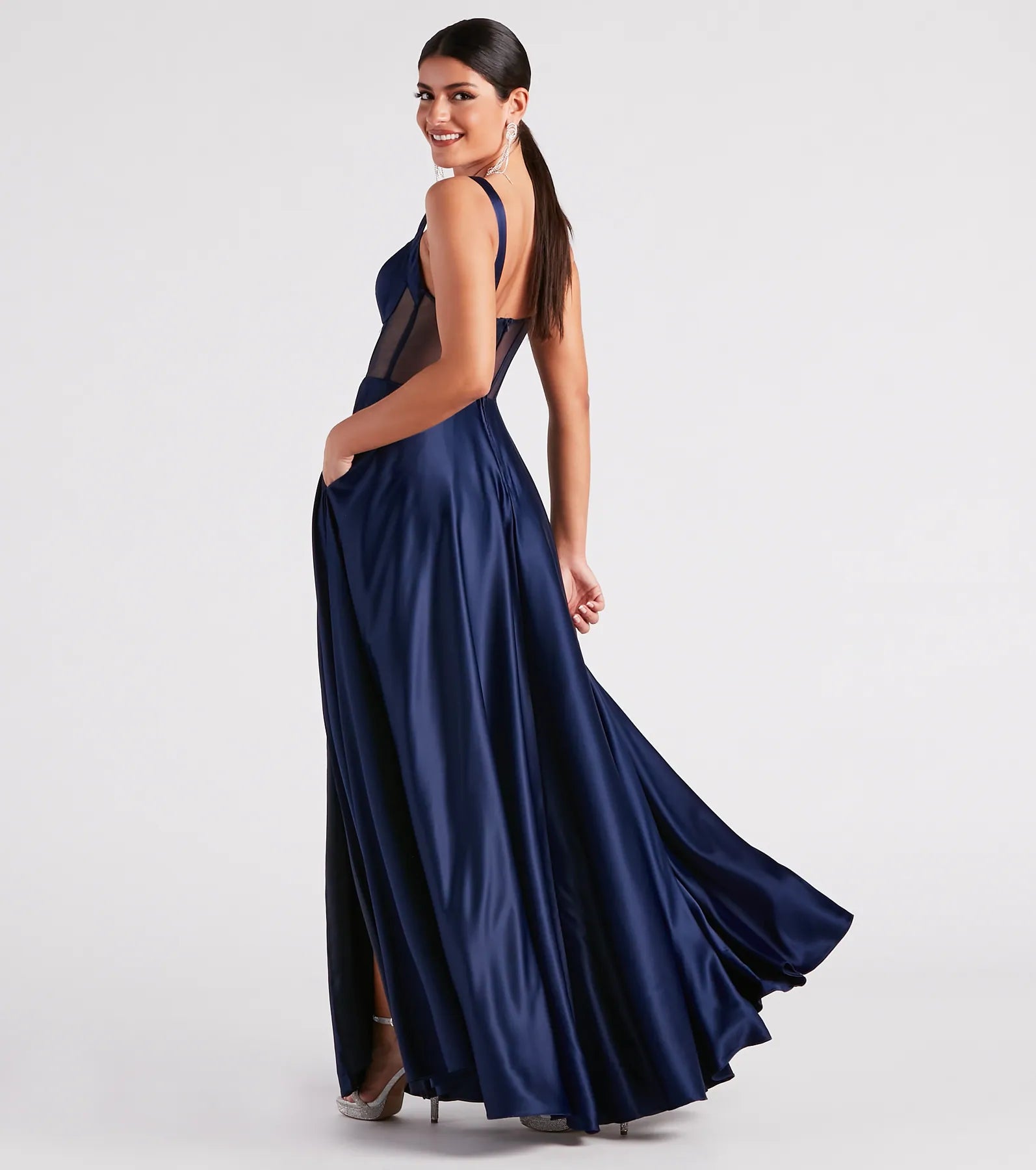 Katheryn Formal Satin Corset A-Line Dress - Image 2