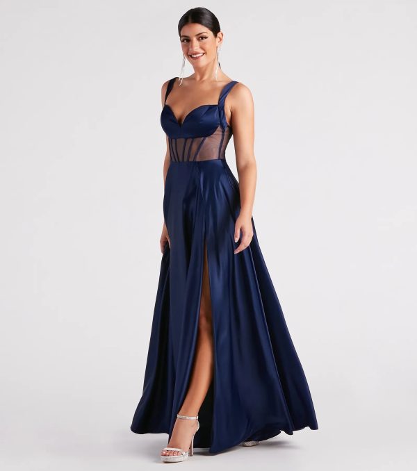 Katheryn Formal Satin Corset A-Line Dress - Image 3