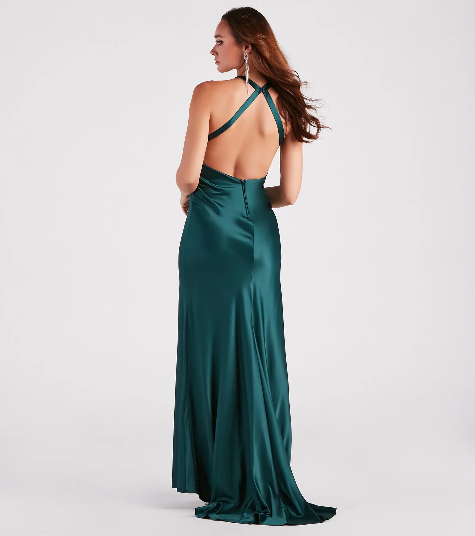 Candace Formal Satin Low Back Mermaid Dress - Image 2