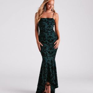 Liyah Formal Velvet Ruffle Dress