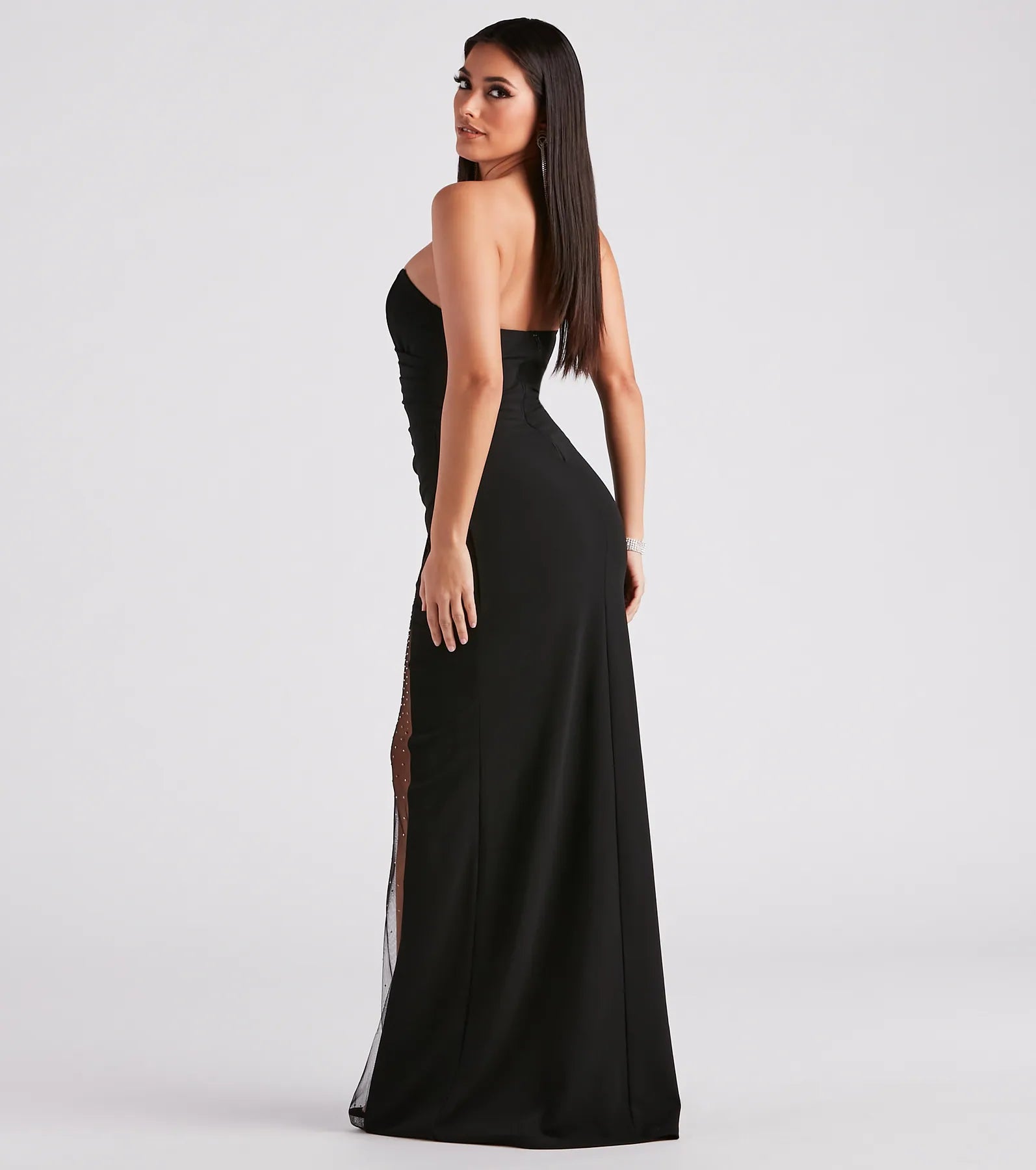 Emerson High Slit Rhinestone Mesh Formal Dress - Image 2