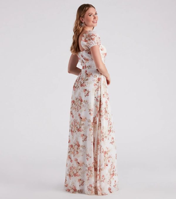 Sharon Formal Floral Chiffon A-Line Dress - Image 2