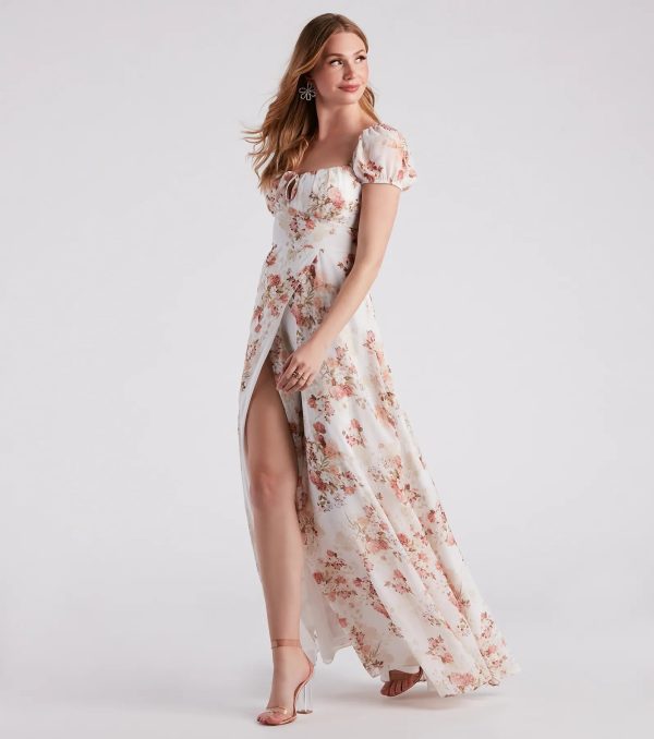 Sharon Formal Floral Chiffon A-Line Dress - Image 3