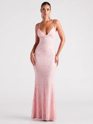 Bethanie Formal Sequin V-Neck Mermaid Dress