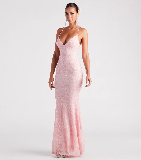 Bethanie Formal Sequin V-Neck Mermaid Dress - Image 3