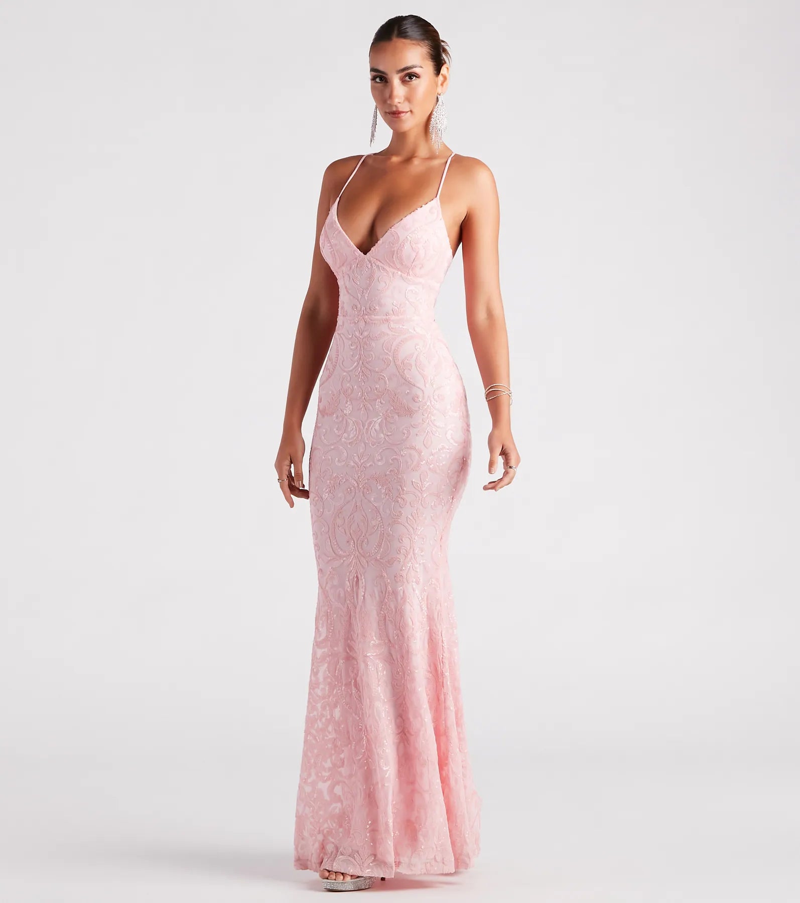 Bethanie Formal Sequin V-Neck Mermaid Dress - Image 3