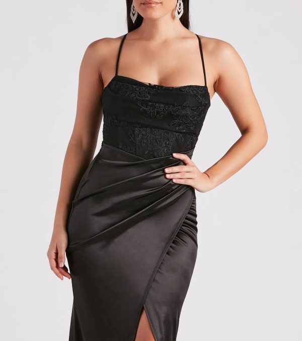 Janie Formal Satin Lace Long Dress - Image 4
