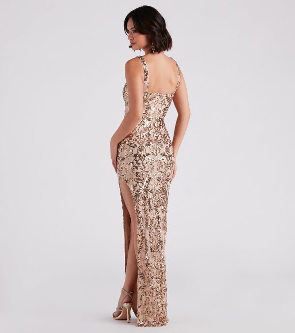 Jolena Formal Sequin Side Slit Dress - Image 2