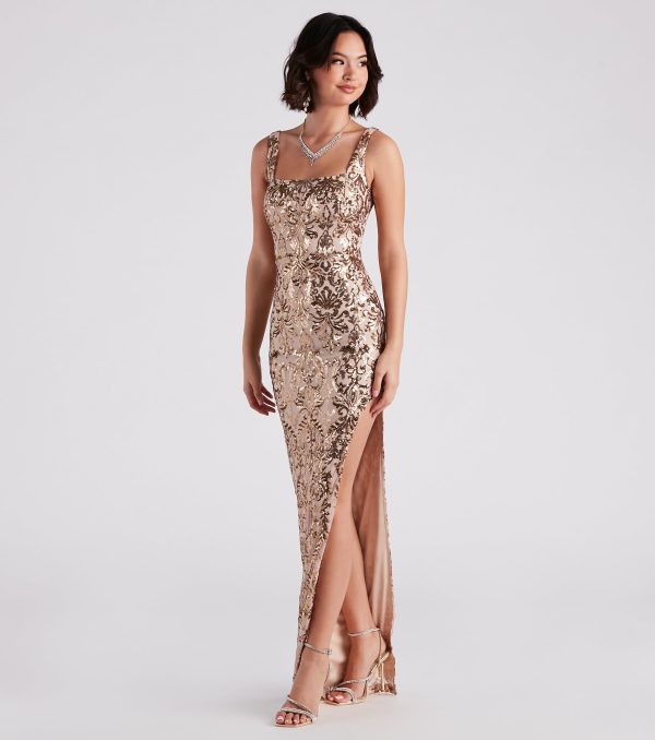 Jolena Formal Sequin Side Slit Dress - Image 3