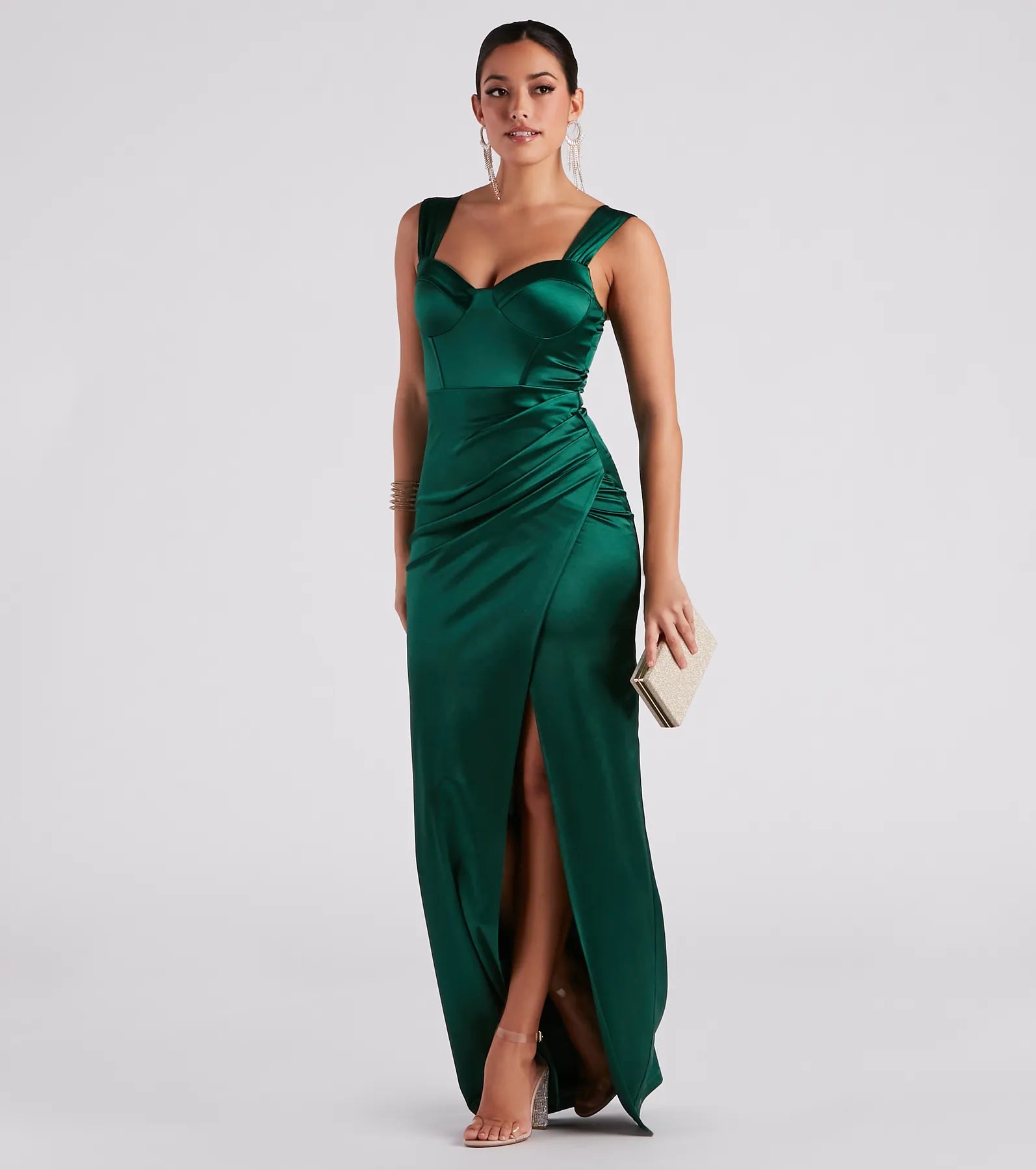 Lorelli Formal Satin Wrap Long Dress - Image 3