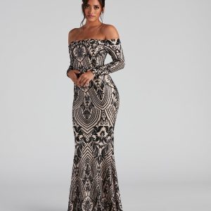 Paityn Formal Off-The-Shoulder Sequin Dress