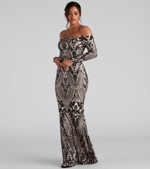 Paityn Formal Off-The-Shoulder Sequin Dress - Image 3