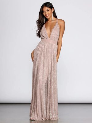 Haley Formal Shimmering Metallic Dress