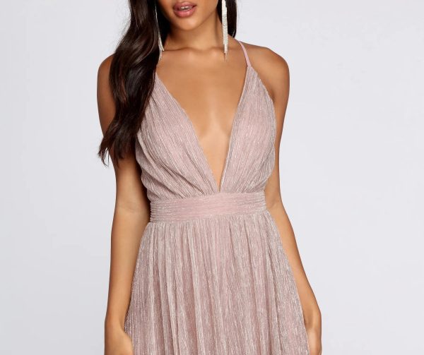 Haley Formal Shimmering Metallic Dress - Image 2