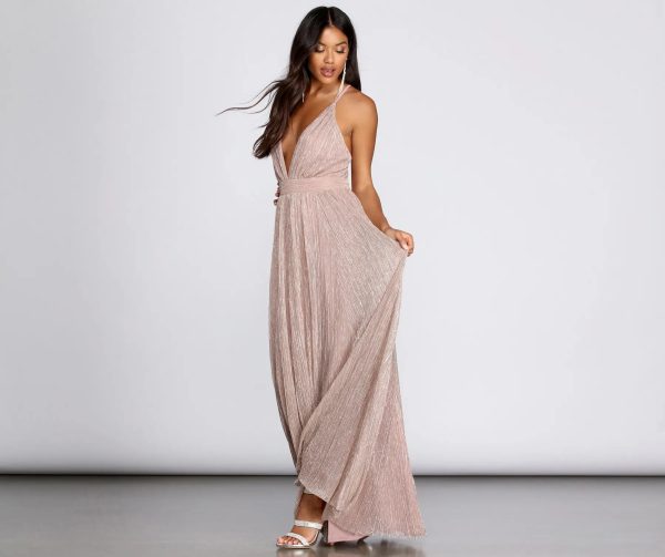 Haley Formal Shimmering Metallic Dress - Image 3