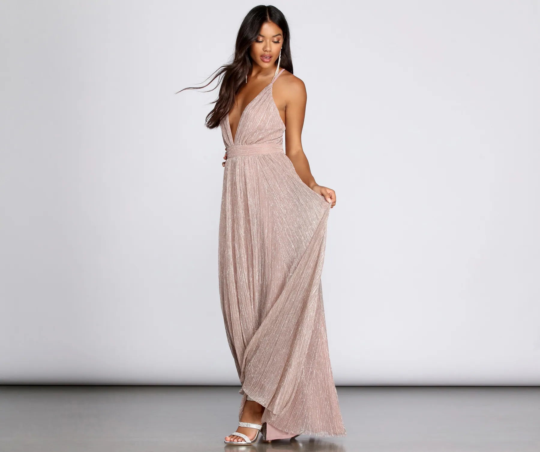 Haley Formal Shimmering Metallic Dress - Image 3