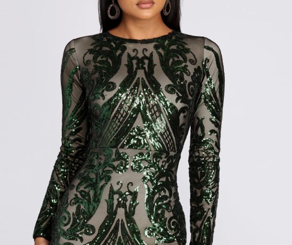 Alexandria Formal Sequin Scroll Dress - Image 3