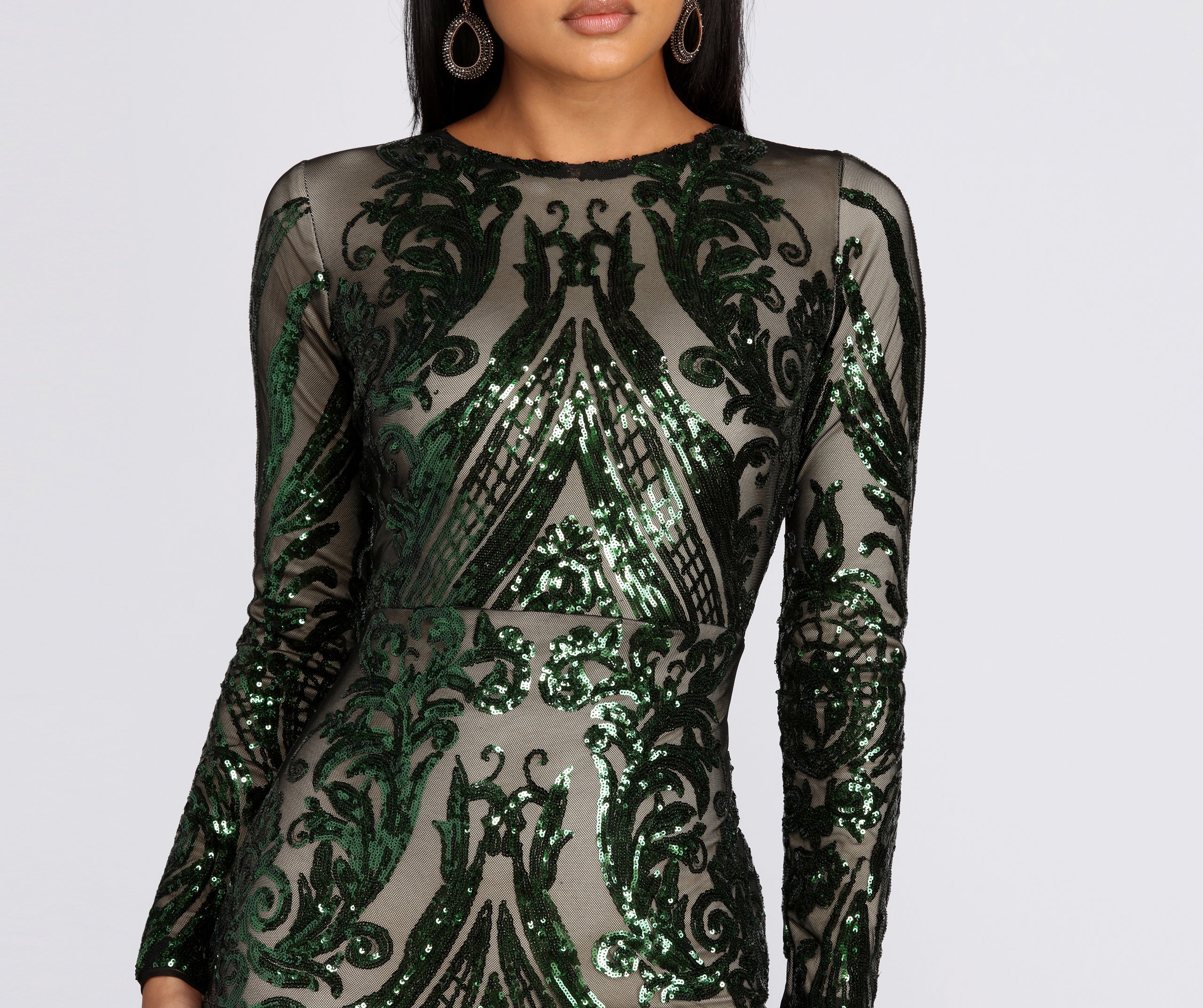 Alexandria Formal Sequin Scroll Dress - Image 3