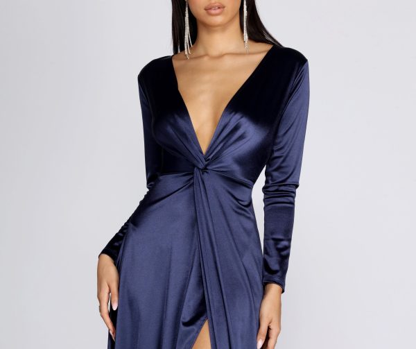 Cynthia Satin Slit Formal Dress - Image 4