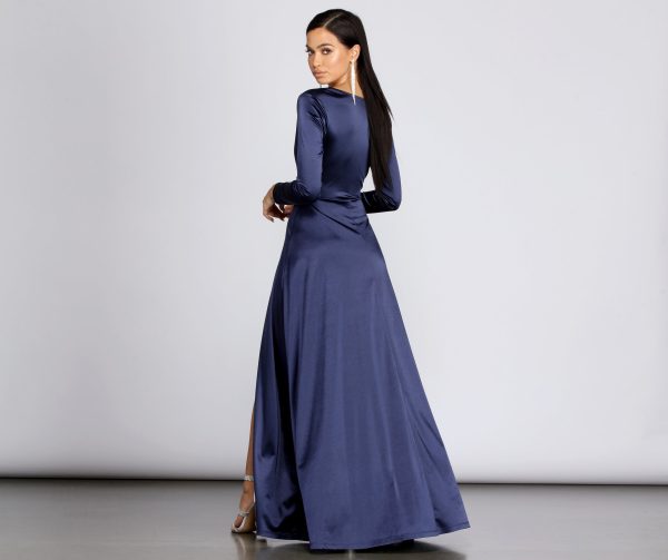 Cynthia Satin Slit Formal Dress - Image 2