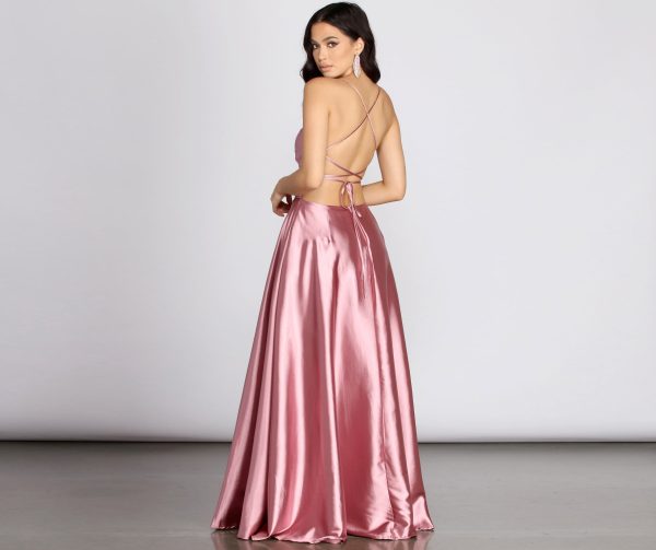 Anne Formal Lattice Satin Dress - Image 2