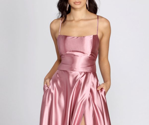Anne Formal Lattice Satin Dress - Image 3