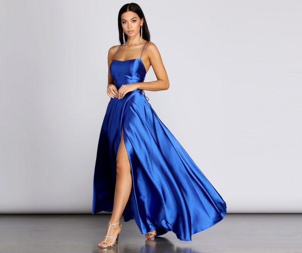 Anne Formal Lattice Satin Dress - Image 6