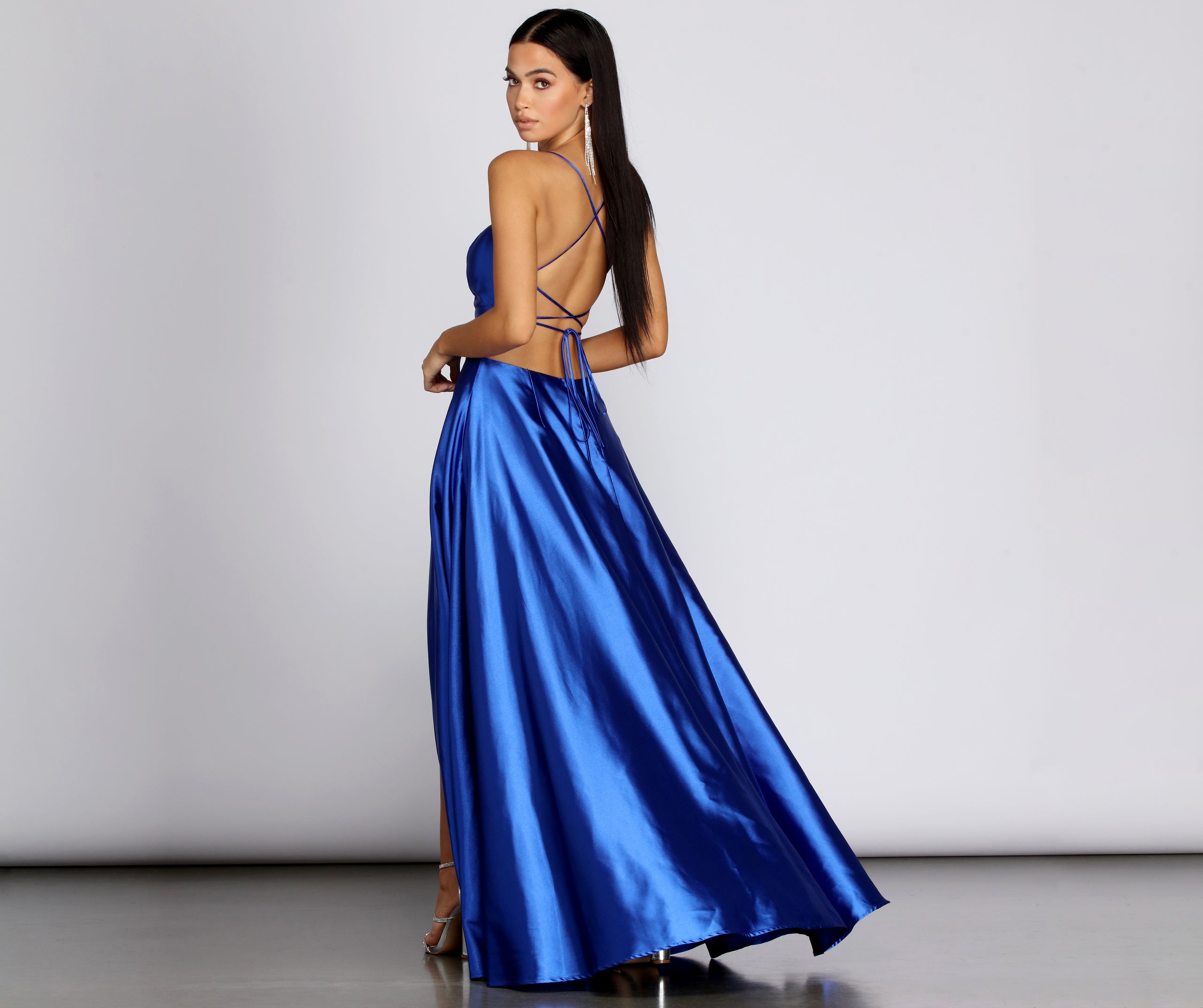 Anne Formal Lattice Satin Dress - Image 7